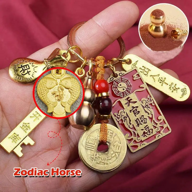 Chinese Zodiac Blessing Keychain 2026 New Year Gifts for Friends Lucky Charm for Car Keys Bags Valentine's Day Birthday Gift