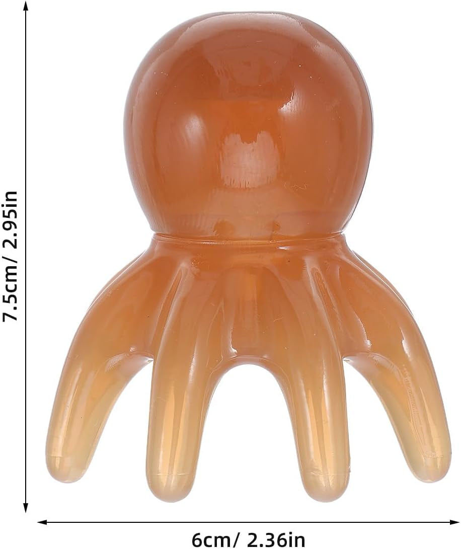 Head Massage Comb Octopus Scalp Massager 7.5Cm Compact Portable Tool Jade-Like Texture for Spa Hair Care and Acupressure Massage
