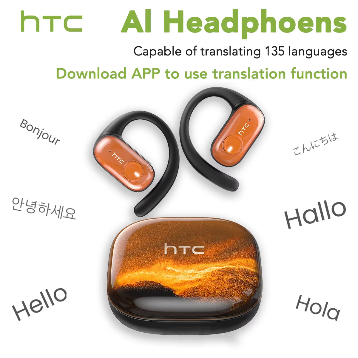 NE10 Bluetooth Earphone Luminous Quicksand Headphones Sport Wireless Headphones Comfort HD Bass AI Translator Earbuds