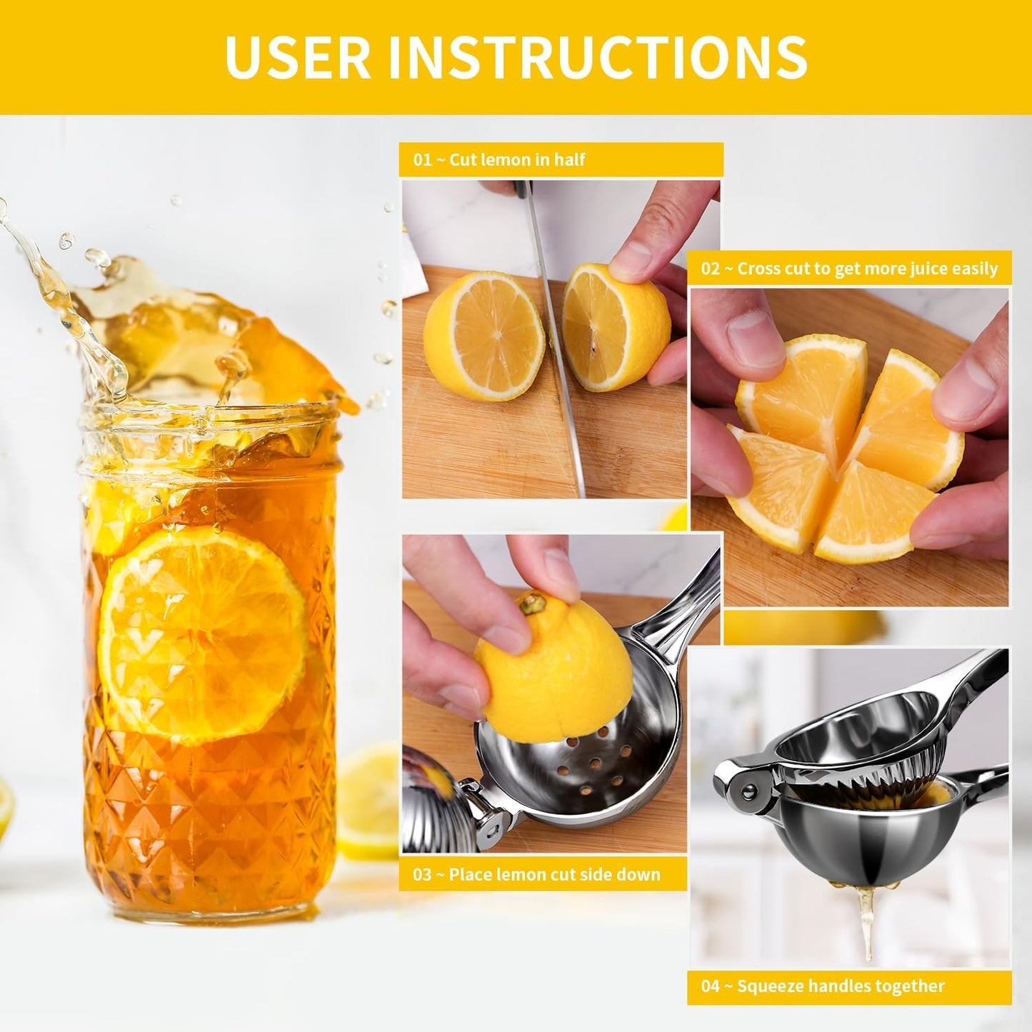 Lemon Squeezer, Heavy Duty Manual Citrus Juicer for Lemons & Limes