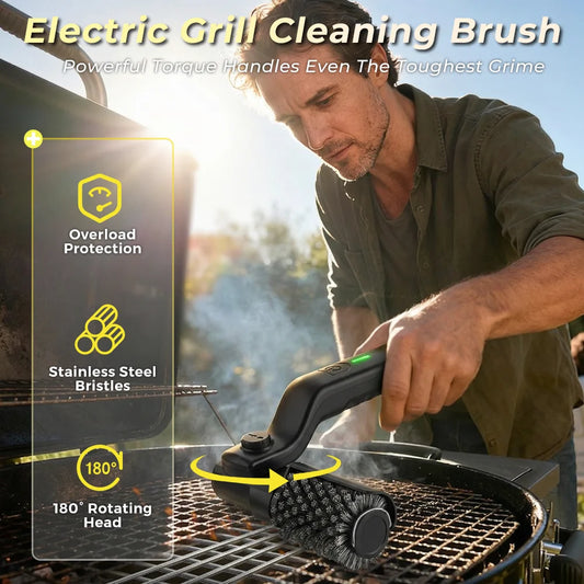 BBQ Grill Brush 3-Speed Settings Electric Grill Brush 3-Speed 2600Mah Cordless Rechargeable Adjustable Angle Gifts for Men Dad