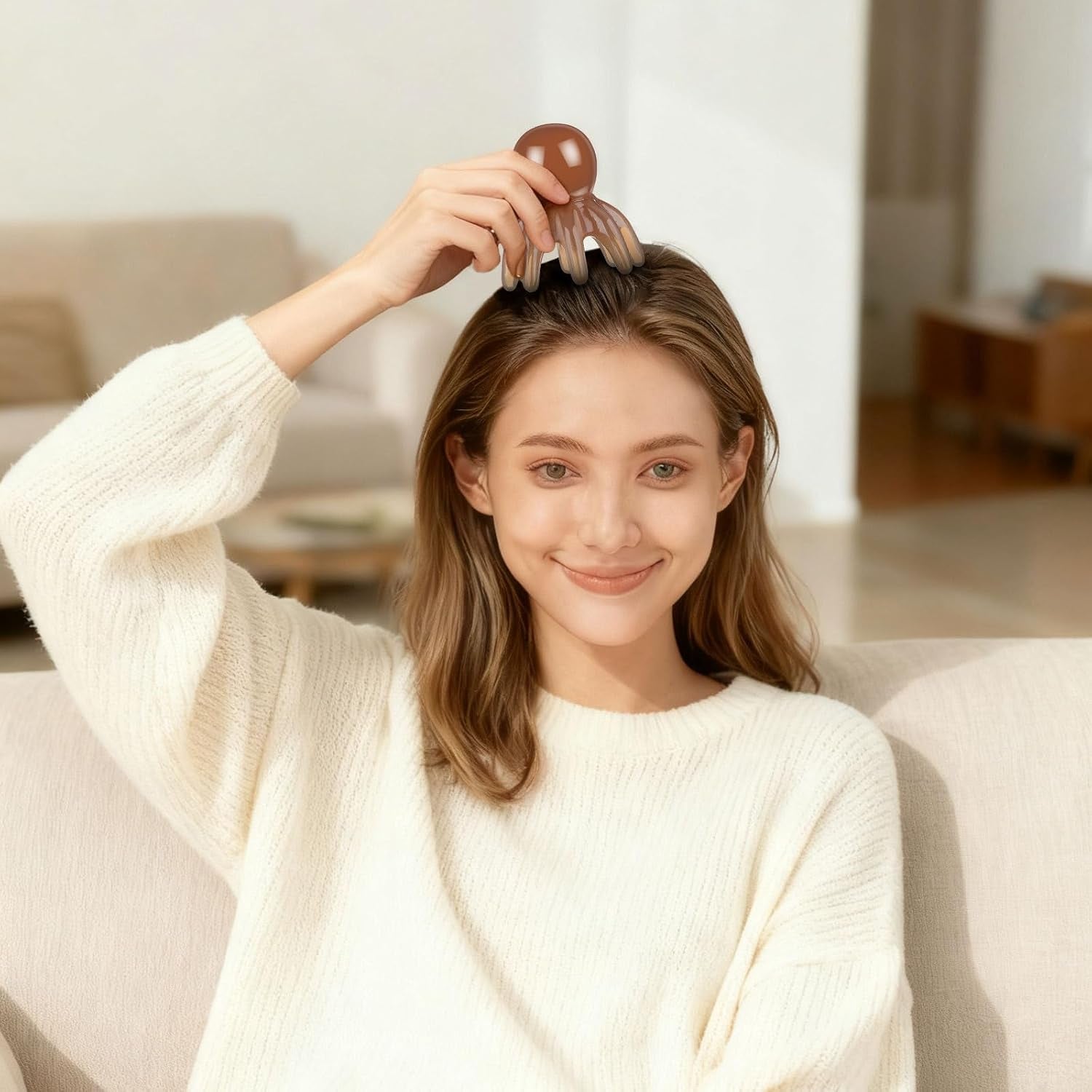 Head Massage Comb Octopus Scalp Massager 7.5Cm Compact Portable Tool Jade-Like Texture for Spa Hair Care and Acupressure Massage