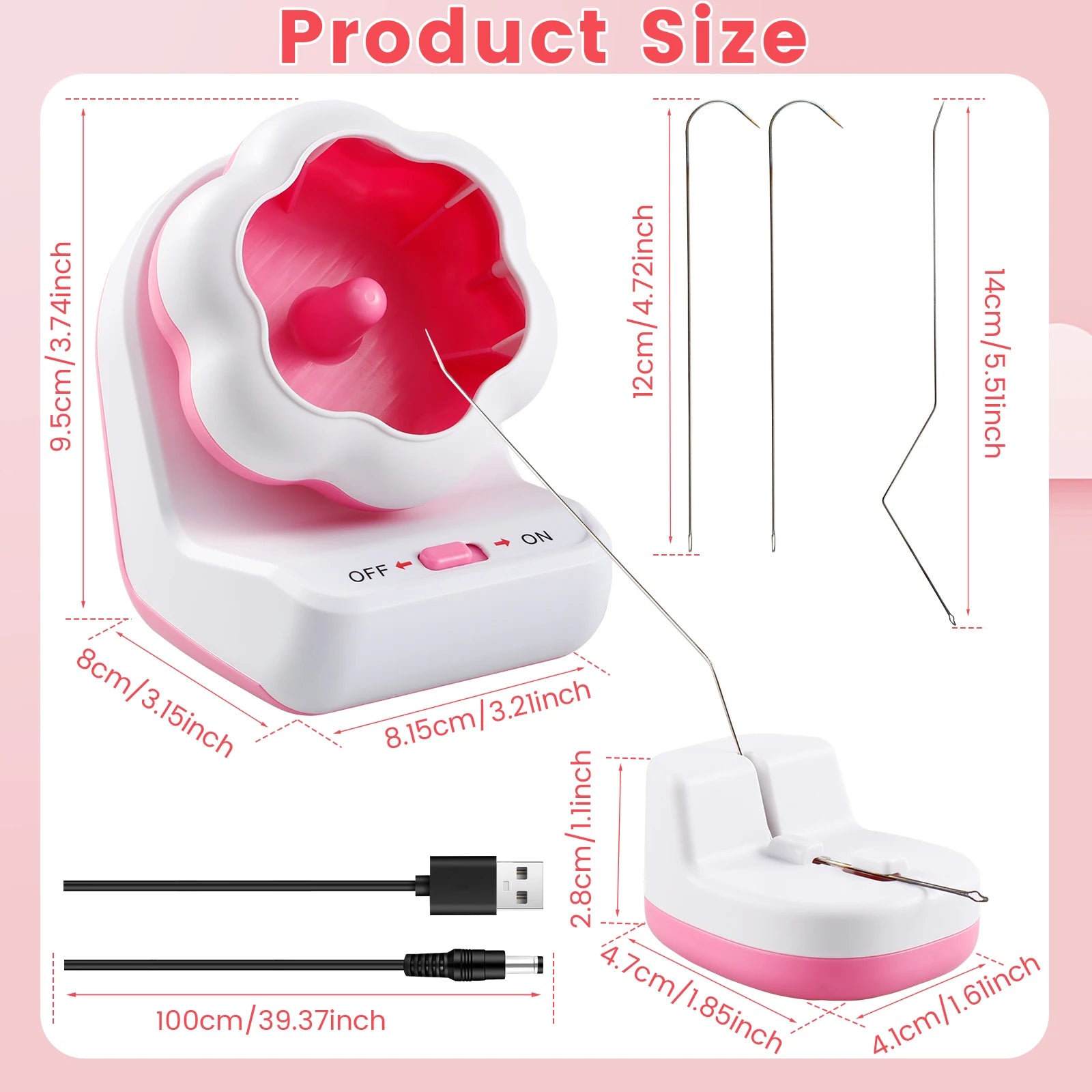 Electric Bead Spinner with Base Automatically Clay Bead Spinner with 2 Needles Fast Beading Spinner Machine for Jewelry Making