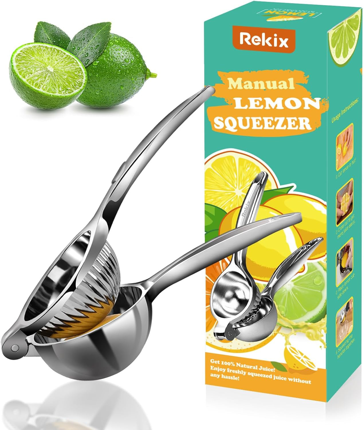 Lemon Squeezer, Heavy Duty Manual Citrus Juicer for Lemons & Limes