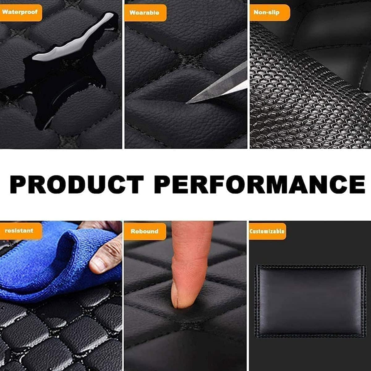 4 PCS Car Floor Mats for Kia Niro Hybrid 2022 2023 2024+, Leather Auto Carpet All Weather Waterproof Non-Slip Carpet Floor Matts Interior Accessories,G Black Red