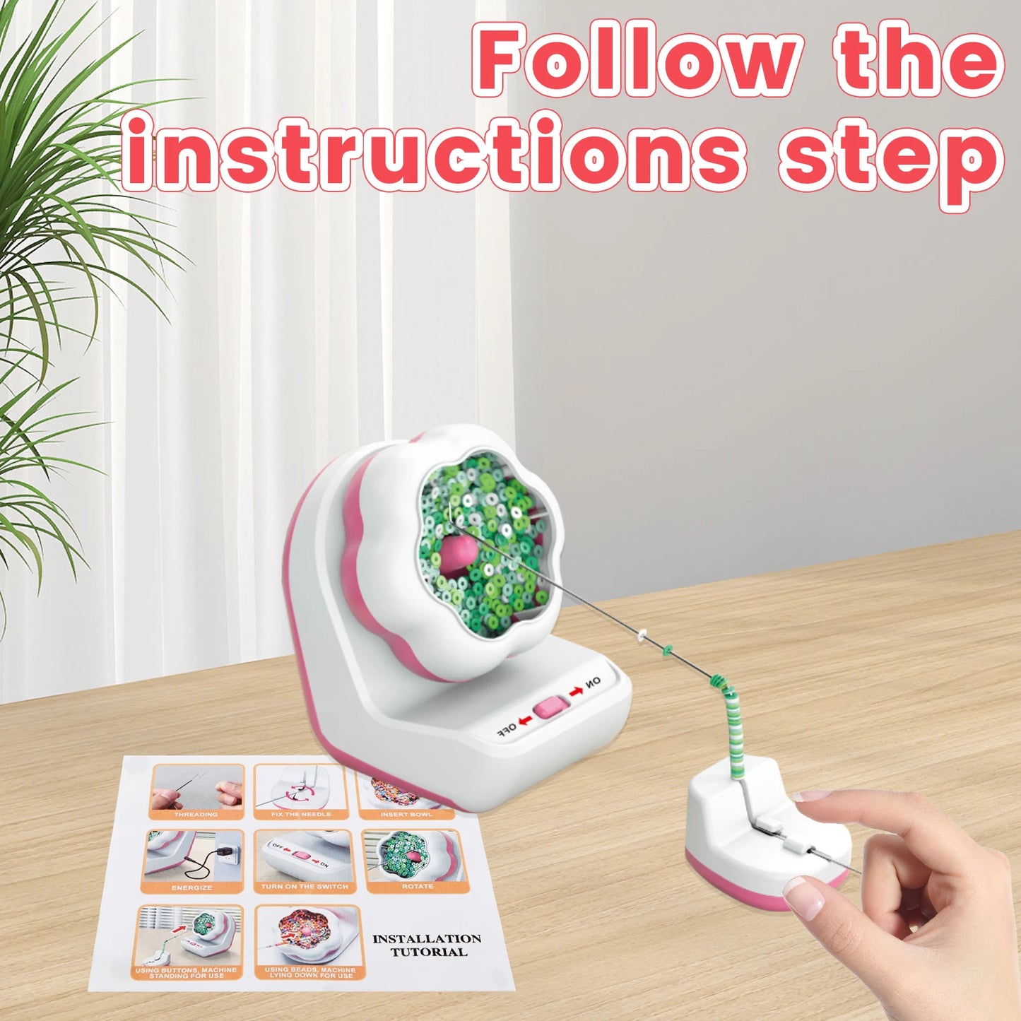 Electric Bead Spinner with Base Automatically Clay Bead Spinner with 2 Needles Fast Beading Spinner Machine for Jewelry Making