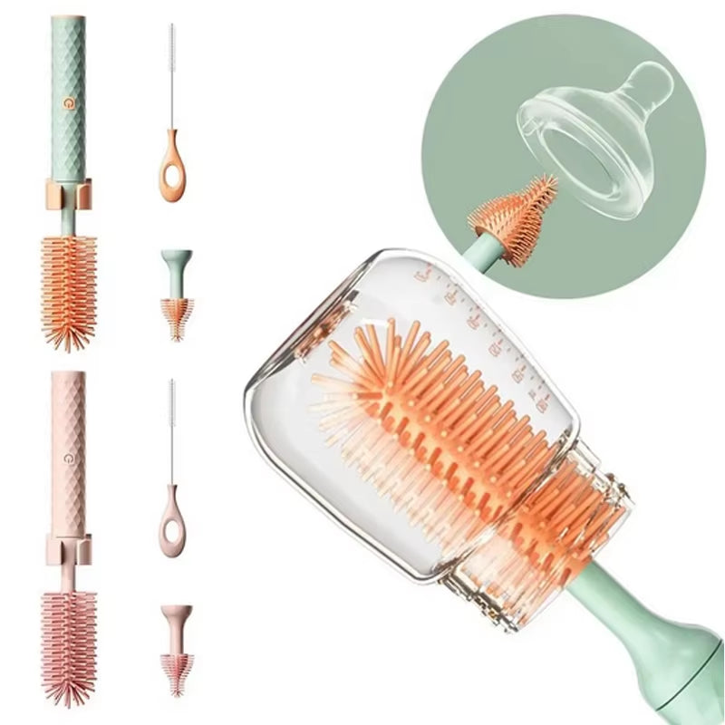 3Pcs Cleaning Brush Electric Bottle Brush Waterproof 360 Degree Rotating Long Handled Silicone Straw Pacifier Cleaning Brush Bay
