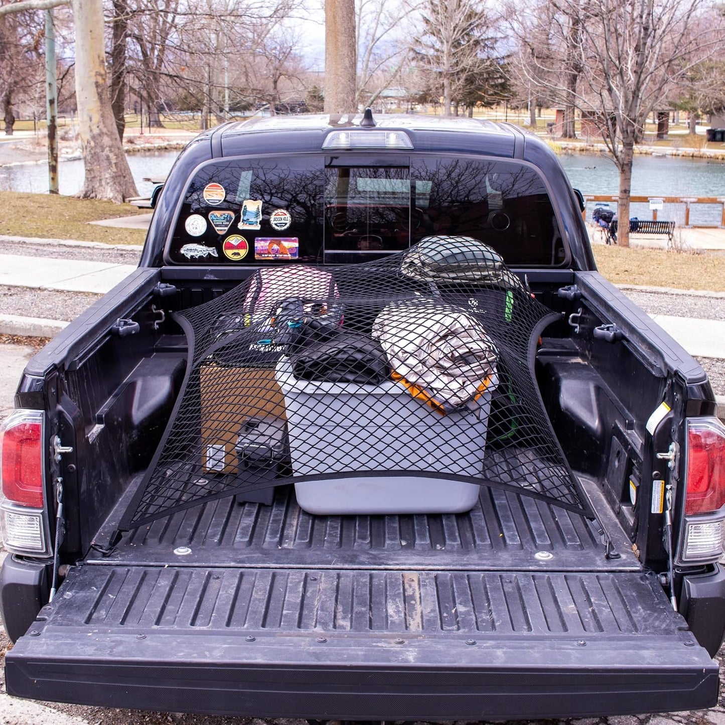 Highly Elastic Cargo Net, Simple Truck Bed Cargo Mesh Organizer, Suitable for Daily Light Loads of Trucks, 4'X4' Stretches to 7'X7' (Single Layer)