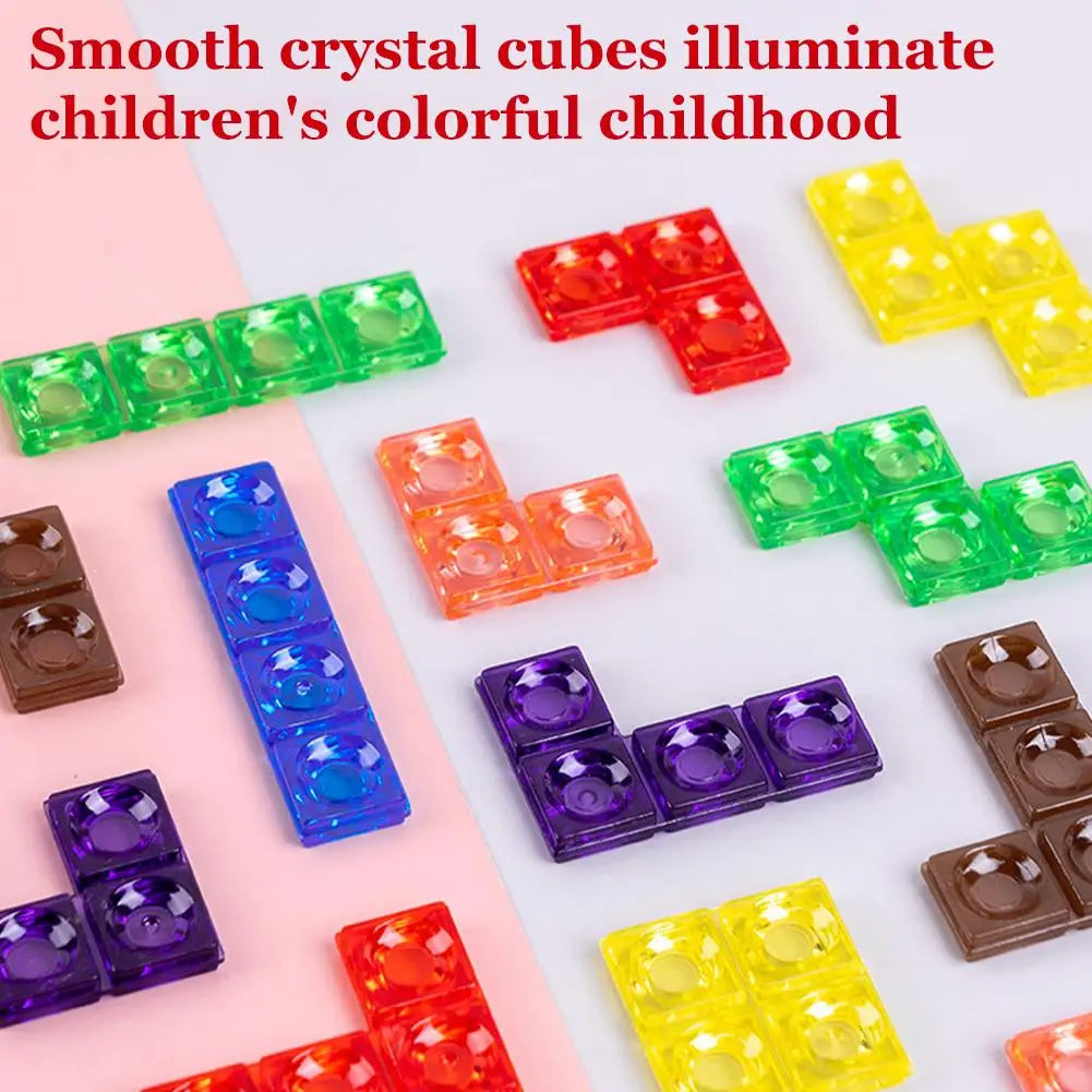 3D Tetris Puzzle Building Blocks Montessori Educational 40PCS Colorful Acrylic Puzzles with Premium Beechwood Frame