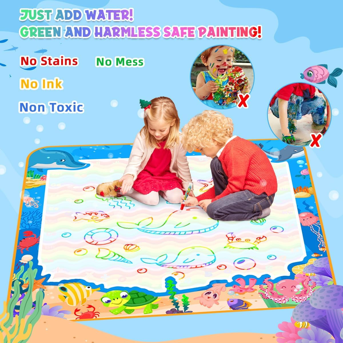 Water Doodle Mat, Mess-Free Colouring Toy for Boys Ages 3-6