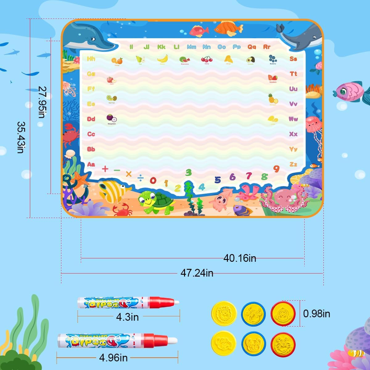 Water Doodle Mat, Mess-Free Colouring Toy for Boys Ages 3-6