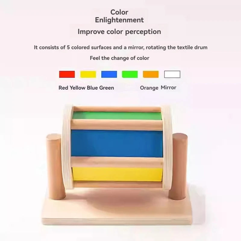 Montessori Teaching Aids,Spning Drum Rotating Rainbow, Baby Intelligence, Baby Children'S Toys, Early Education Montessori Toy
