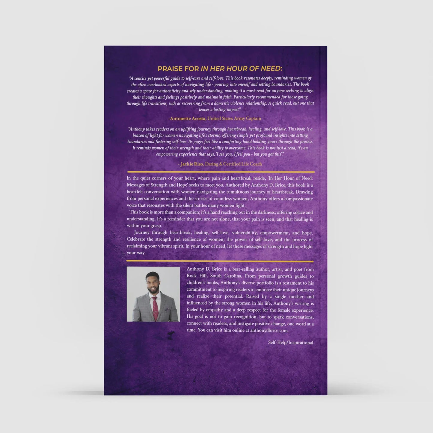 Anthony D Brice "In Her Hour of Need" English Book - Humanities & Social Sciences Psychology Guide, Inspirational Empowerment Resource, Encouragement to Remind You, Hope in Heavy Days, Nurturing Tone Reflections, Books, Gentle Reminders