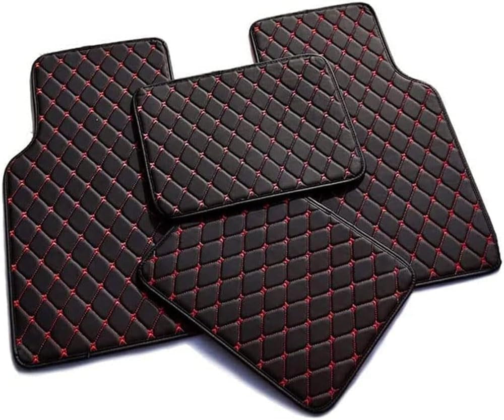 4 PCS Car Floor Mats for Kia Niro Hybrid 2022 2023 2024+, Leather Auto Carpet All Weather Waterproof Non-Slip Carpet Floor Matts Interior Accessories,G Black Red