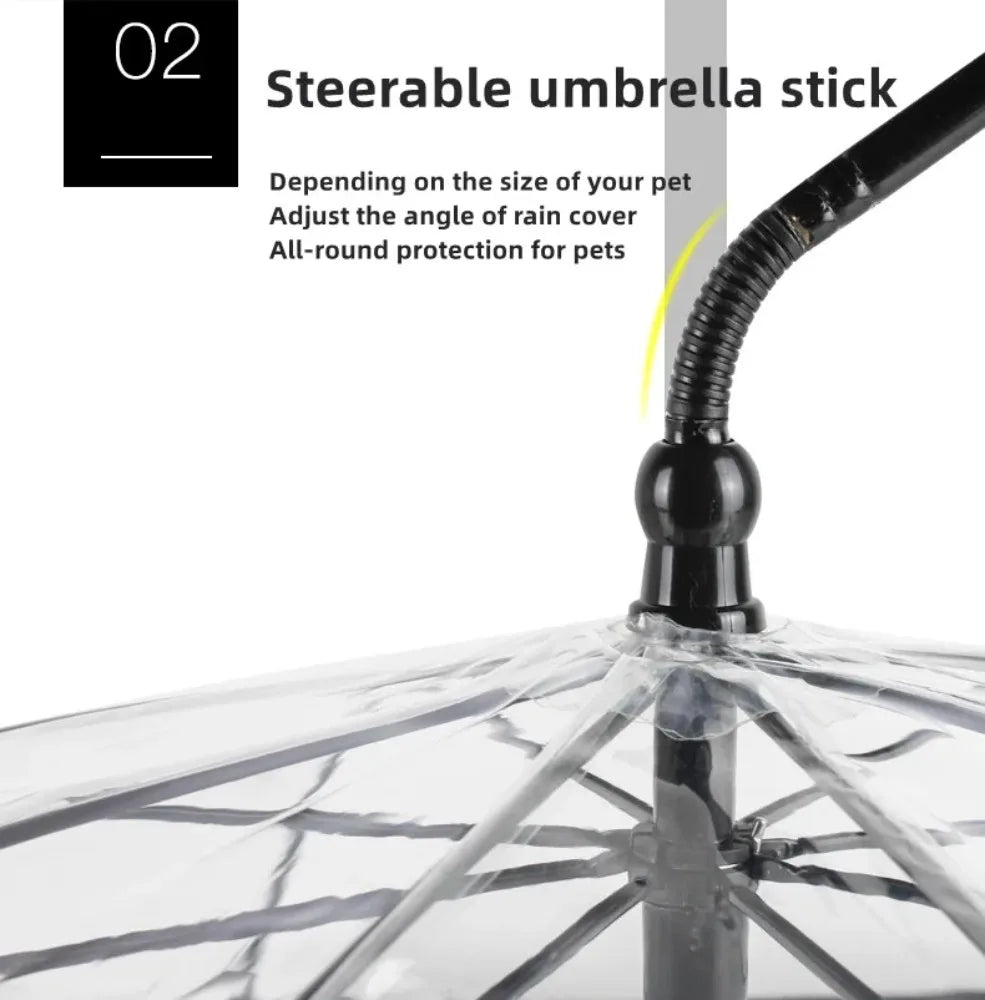 New Transparent Pet Umbrella Well Made Detachable Adjustable Rainy Day Outdoor Dog Walking Leash for Small Dogs Pet Supplies