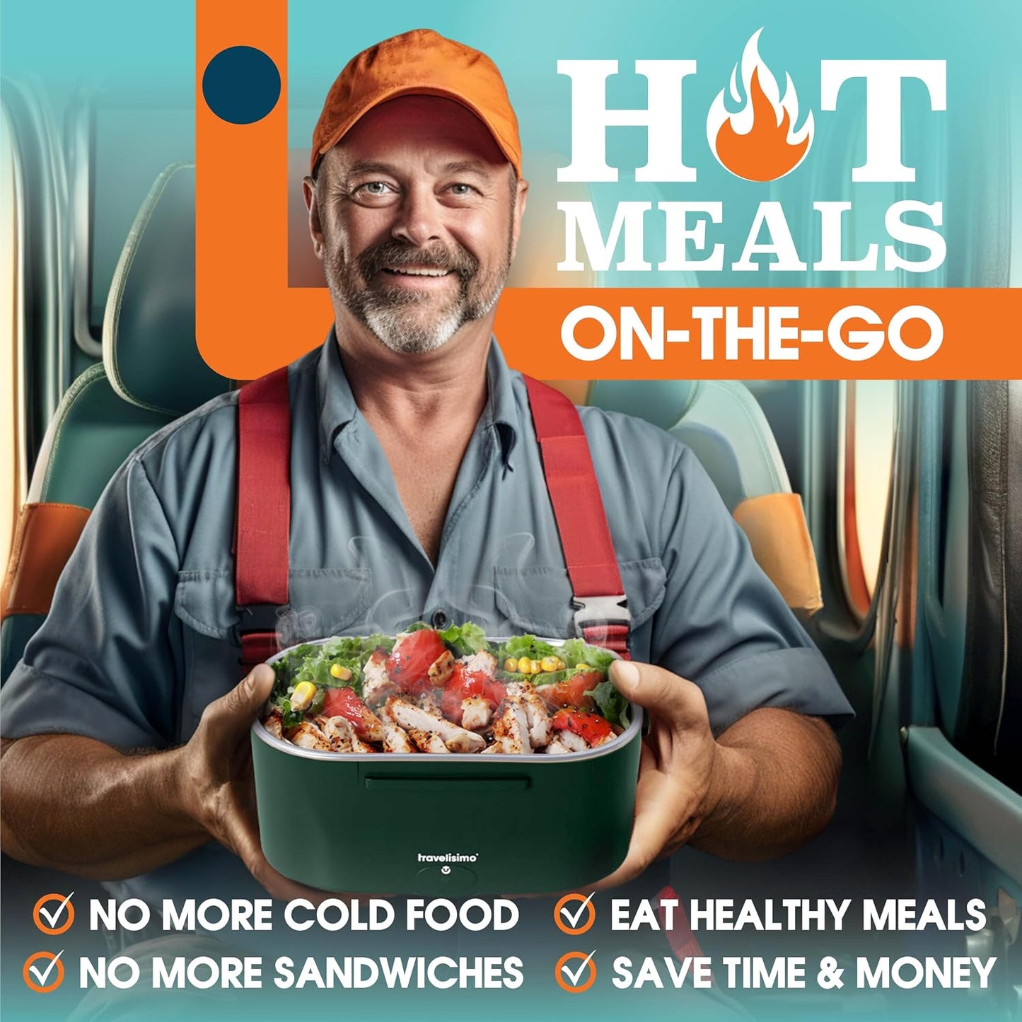 Heated Lunch Box 100W Electric Lunch Box Food Heater 1.5L Self Heating Lunchbox for Travel & Office, 12V/24V/230V Heated Lunch Boxes for Adults Stainless Steel Car Electric Lunchbox