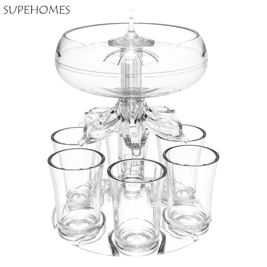 Bartender Tool Clear with 6 Shot Glasses for Bar, Party, Home Wine Set Bar Accessories Beer Dispenser Rack Wine Dispenser