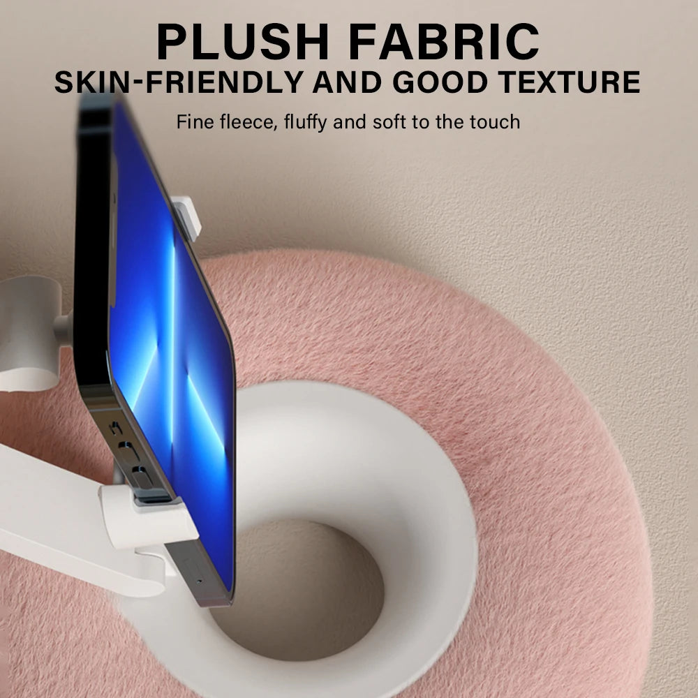 Foldable Plush Pillow Phone Stand 360° Adjustable Desktop Holder for Iphone Xiaomi Redmi Live Streaming Video Chat Lazy Bracket