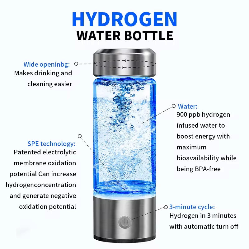Portable Hydrogen Water Generator Alkaline Maker Rechargeable Water Ionizer Bottle Super Antioxidan Hydrogen-Rich Water Cup
