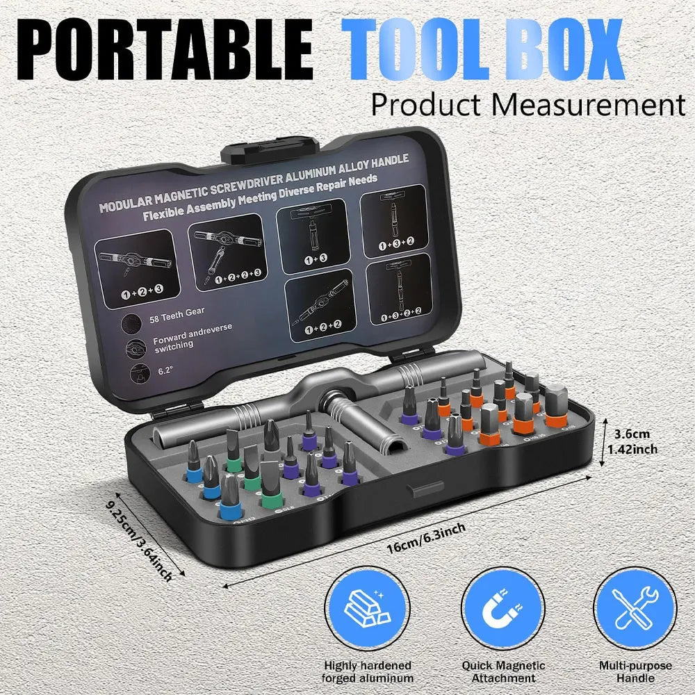24-In-1 Magnetic Screwdriver Set, DIY Ratchet Mini Screwdriver Set, Detachable Precision Screwdriver Kit