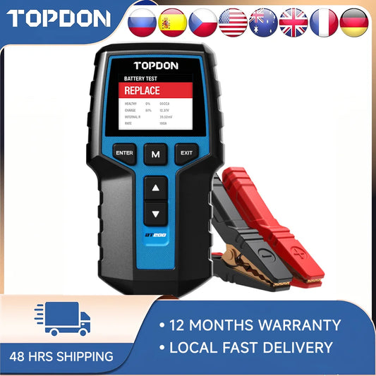 BT200 12V Car Battery Tester Digital Automotive Diagnostic Battery Tester Analyzer Vehicle Cranking Charging Scanner Tool