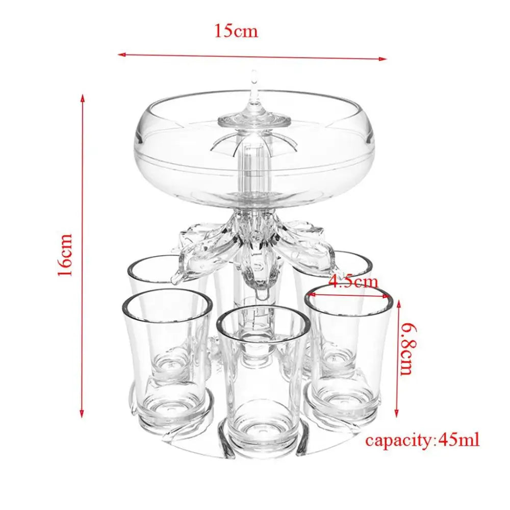 Bartender Tool Clear with 6 Shot Glasses for Bar, Party, Home Wine Set Bar Accessories Beer Dispenser Rack Wine Dispenser