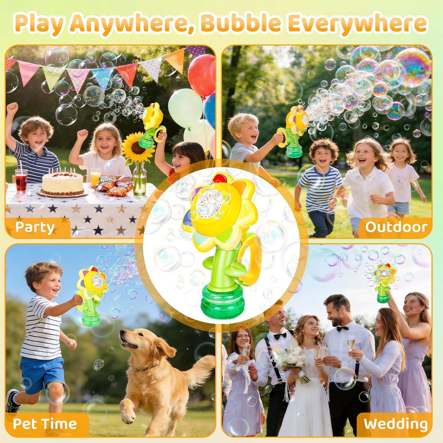 Bubble Machine, Rechargeable Sunflower Dancing Bubble Maker for Kid