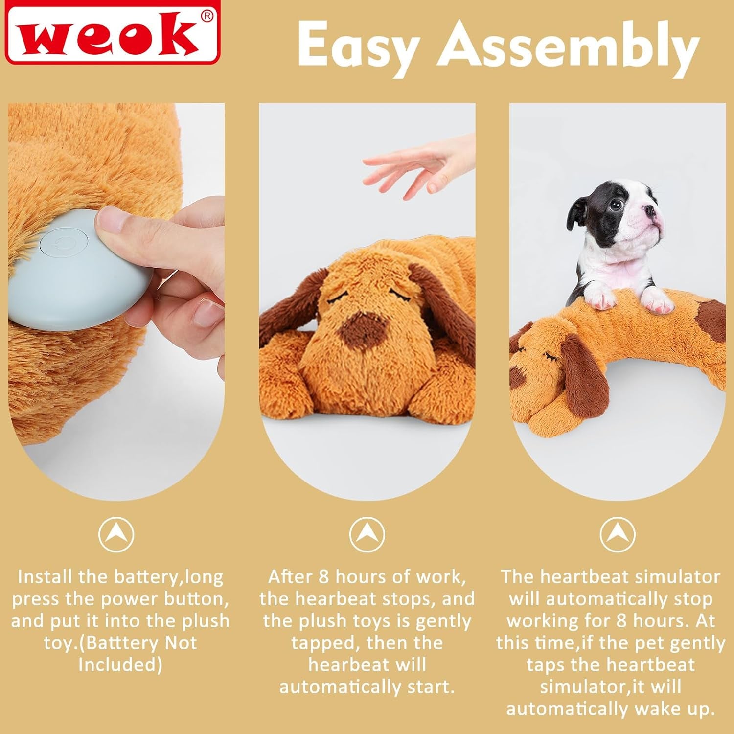 Heartbeat Puppy Toy - Comfort Cuddler Pillow, Dog Anxiety Relief Calming Aid,Heartbeat Stuffed Toy for Dogs,Puppy Sleep Aid, Behavioral Aid, Dog Plush Toy with Heartbeat for Dogs Cats Pets