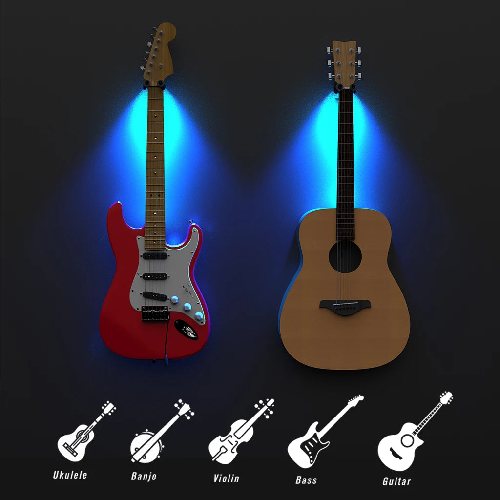 LED Guitar Hanger Wall Mount Bracket Holder 5KG Loading Capacity Acoustic Guitar Strings .010-.050 Inch Guitar Accessory