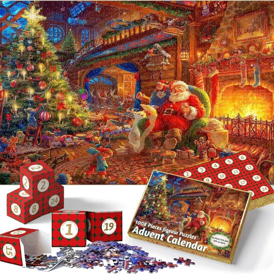 Advent Calendar 2024 Christmas Jigsaw Puzzles 1008Pcs 24 Days Christmas Countdown Calendar Thanksgiving Gift Family Game Puzzle