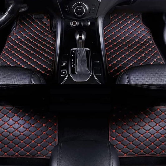 4 PCS Car Floor Mats for Kia Niro Hybrid 2022 2023 2024+, Leather Auto Carpet All Weather Waterproof Non-Slip Carpet Floor Matts Interior Accessories,G Black Red