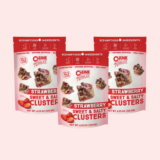 Chunk Nibbles Strawberry Snack Clusters | 3 Pack | 4.25Oz Bags | Sweet & Salty Cluster Bites