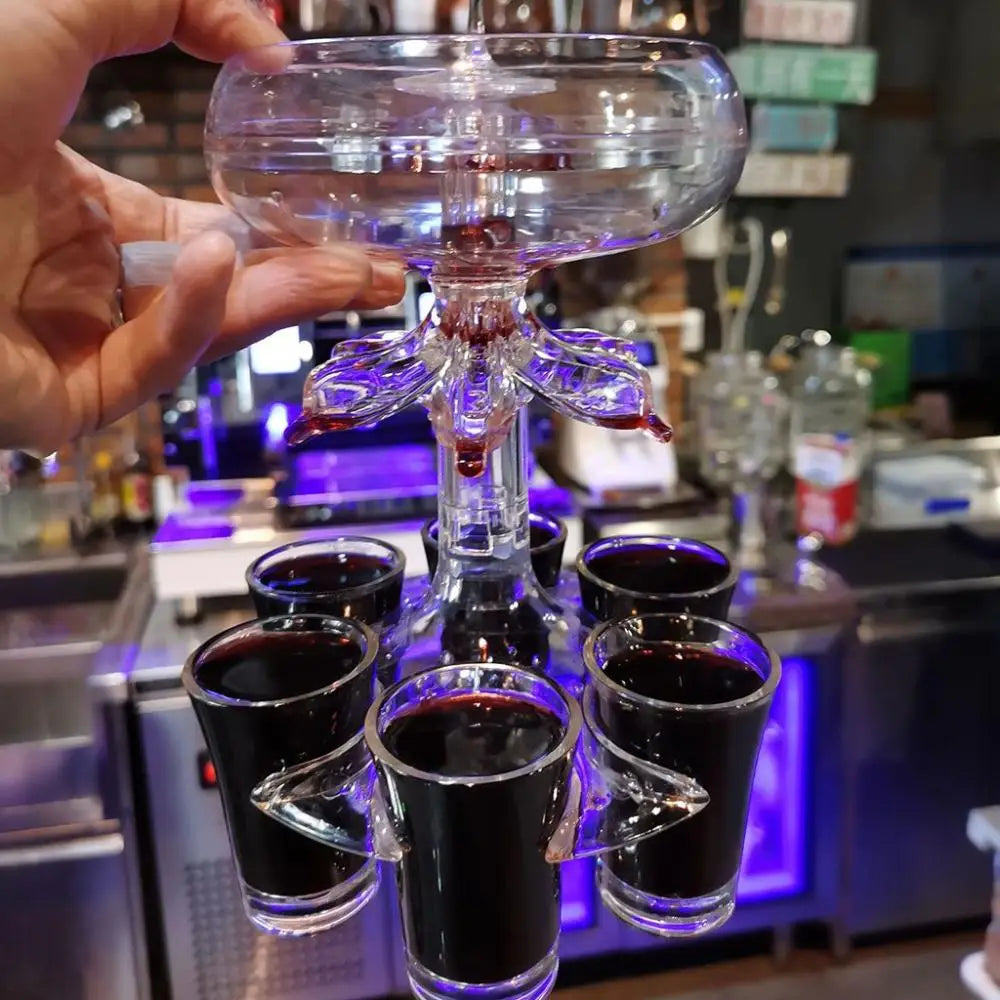 Bartender Tool Clear with 6 Shot Glasses for Bar, Party, Home Wine Set Bar Accessories Beer Dispenser Rack Wine Dispenser