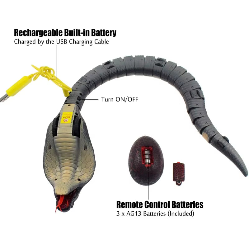 RC Snake Realistic Snake Toys Infrared Receiver Electric Simulated Animal Cobra Viper Toy Joke Trick Mischief for Kids Halloween