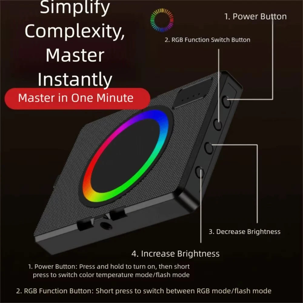 Handheld Ring 94 LED Rechargeable Portable Mobile Phone Live Broadcast Photography Desktop Rabbit Cage Selfie Fill Light UK