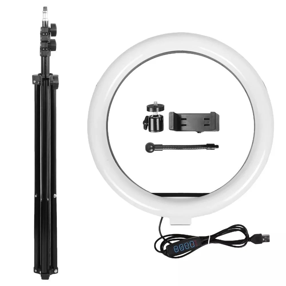 LED Selfie Ring Lighting Photographic Selfie Ring Lamp USB Remote Fill Light For YouTube Video Live Phone Holder & Tripod