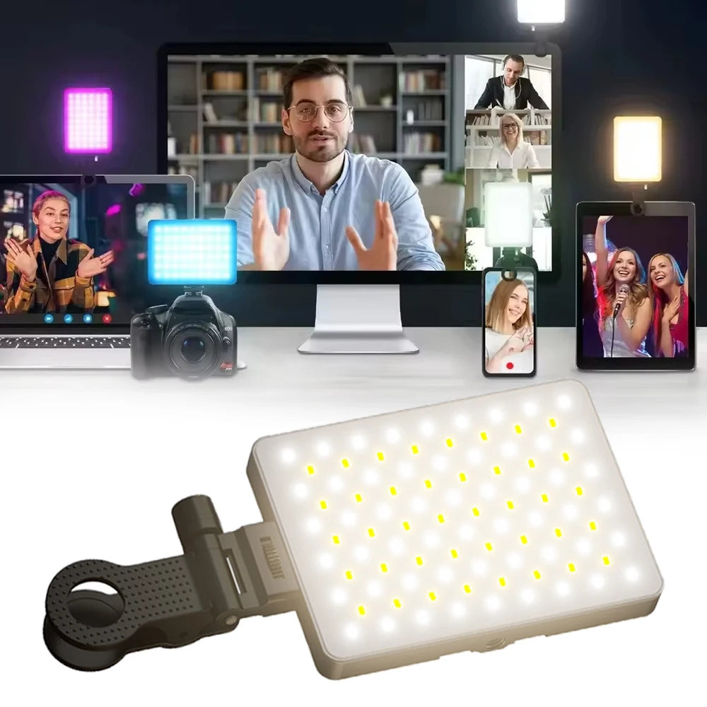 Handheld Ring 94 LED Rechargeable Portable Mobile Phone Live Broadcast Photography Desktop Rabbit Cage Selfie Fill Light UK