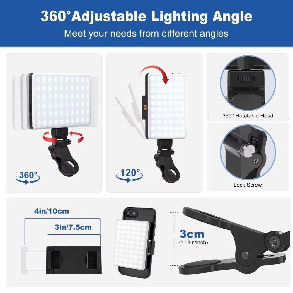 Handheld Ring 94 LED Rechargeable Portable Mobile Phone Live Broadcast Photography Desktop Rabbit Cage Selfie Fill Light UK