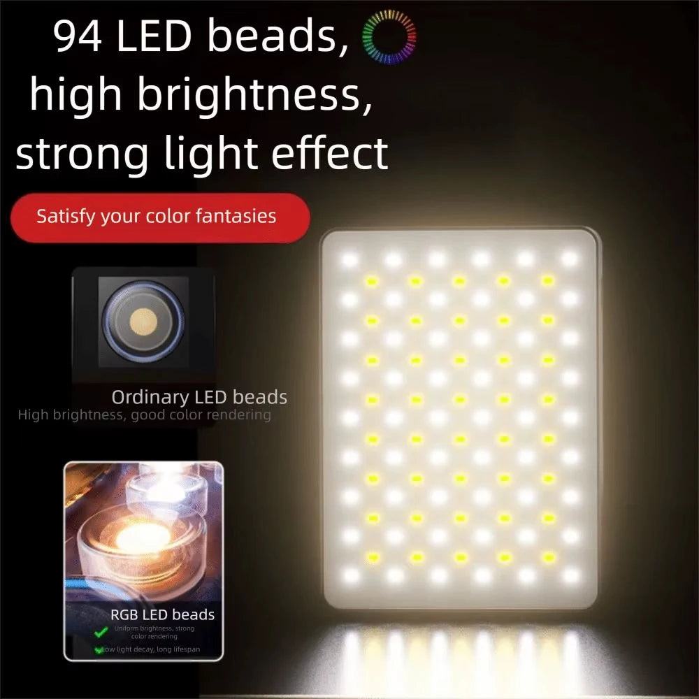 Handheld Ring 94 LED Rechargeable Portable Mobile Phone Live Broadcast Photography Desktop Rabbit Cage Selfie Fill Light UK