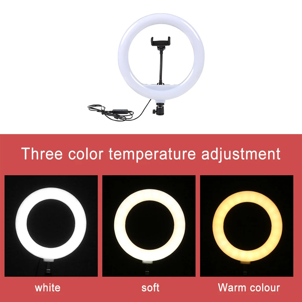 LED Selfie Ring Lighting Photographic Selfie Ring Lamp USB Remote Fill Light For YouTube Video Live Phone Holder & Tripod