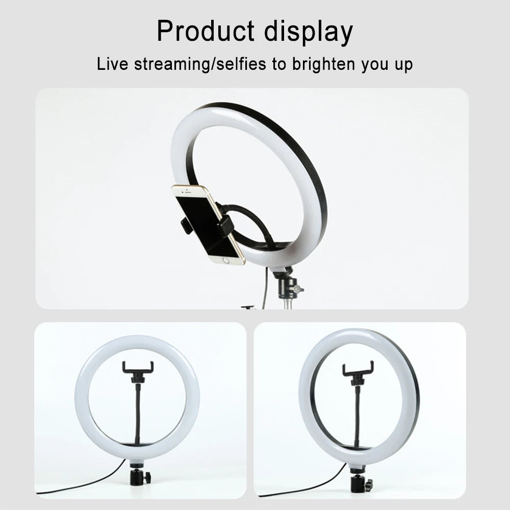 LED Selfie Ring Lighting Photographic Selfie Ring Lamp USB Remote Fill Light For YouTube Video Live Phone Holder & Tripod