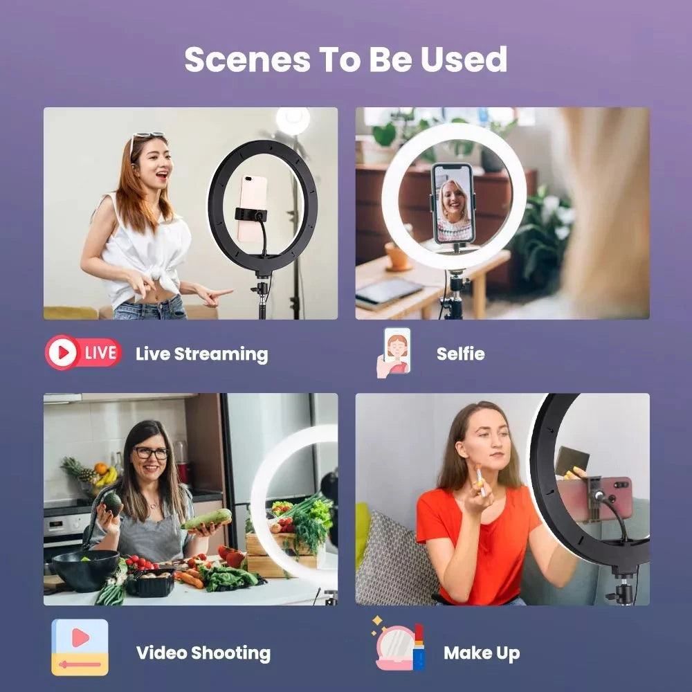LED Selfie Ring Lighting Photographic Selfie Ring Lamp USB Remote Fill Light For YouTube Video Live Phone Holder & Tripod
