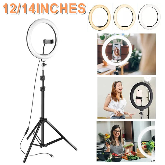 LED Selfie Ring Lighting Photographic Selfie Ring Lamp USB Remote Fill Light For YouTube Video Live Phone Holder & Tripod