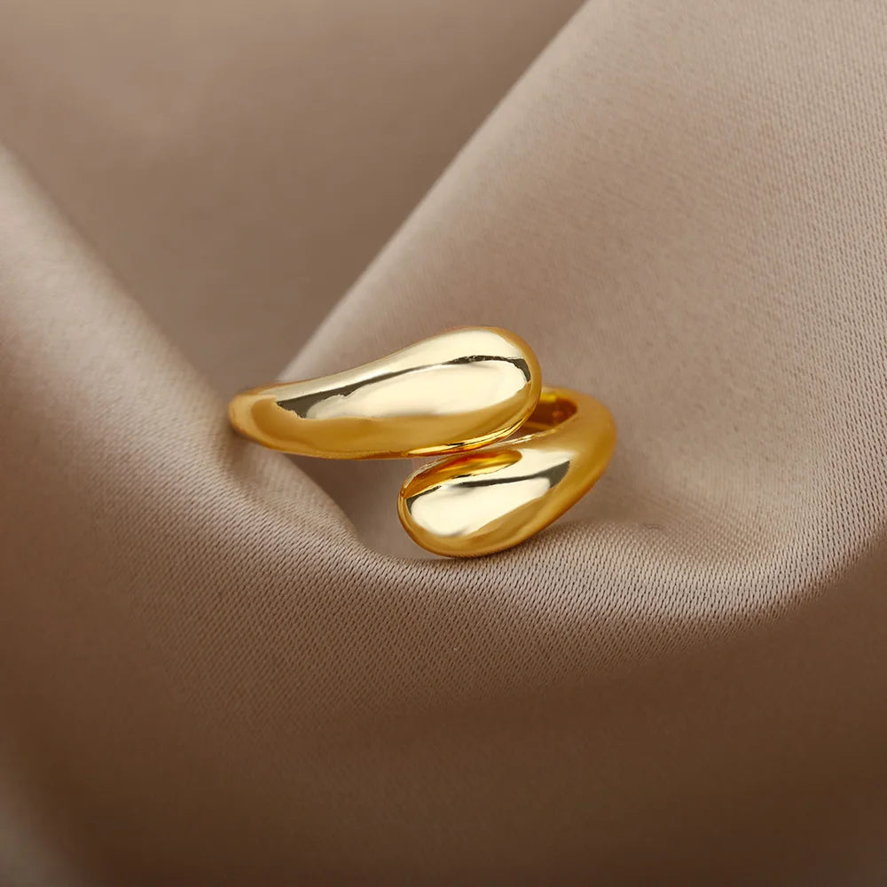 Stainless Steel Rings For Women 2026 Trend Open Gold Color Double Bead Ball Ring Wedding Aesthetic Jewelry Couple Gift anillos