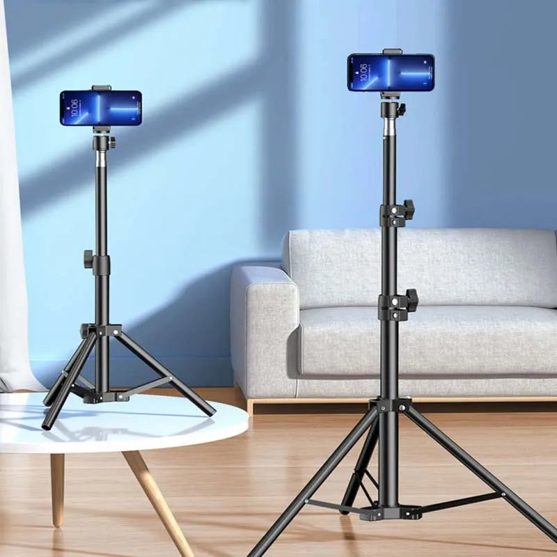 1/2X 1.7M Selfie Stick Tripod Portable Universal Camera Tripod with Mobile Phone Fixing Clip 360° Rotation for Phone Camera Vlog