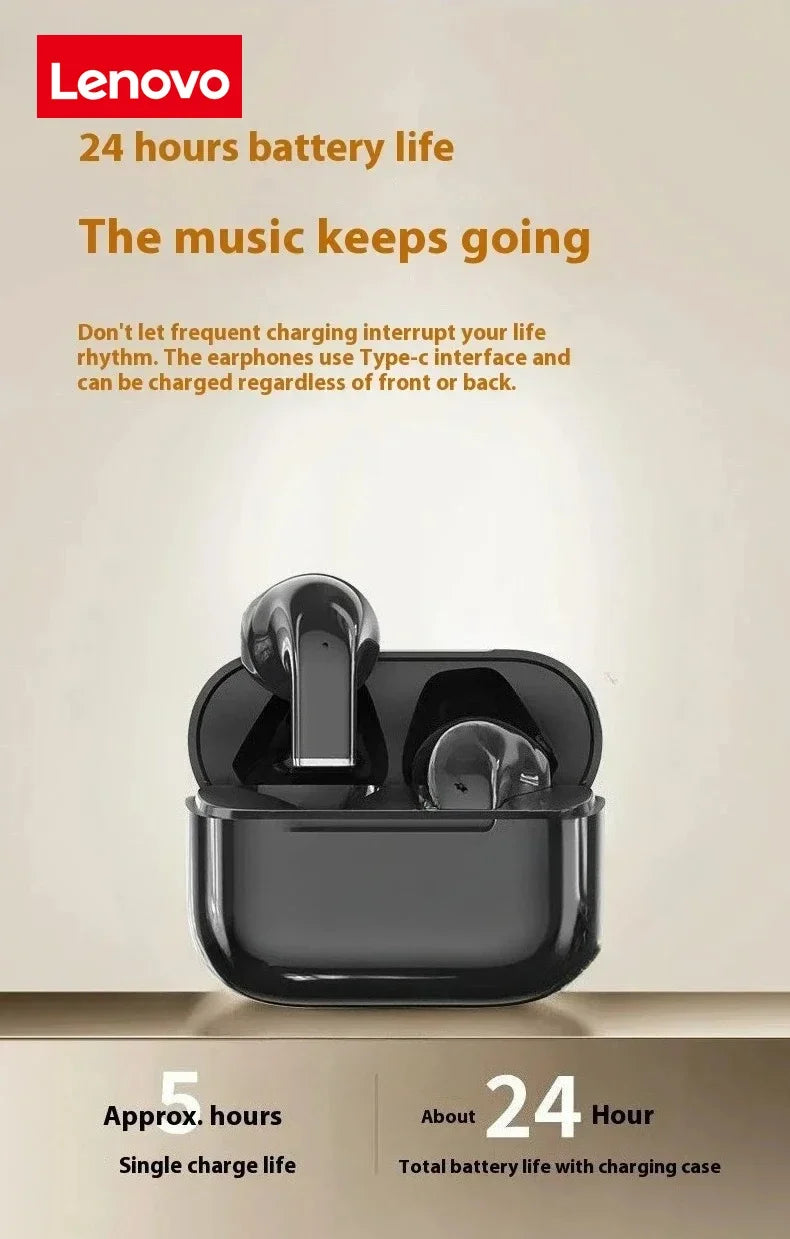 Lenovo Pro 5s Headphones Mini Portable Wireless Bluetooth Earphones Noise Reduction and Long Battery Life With Mic 2026