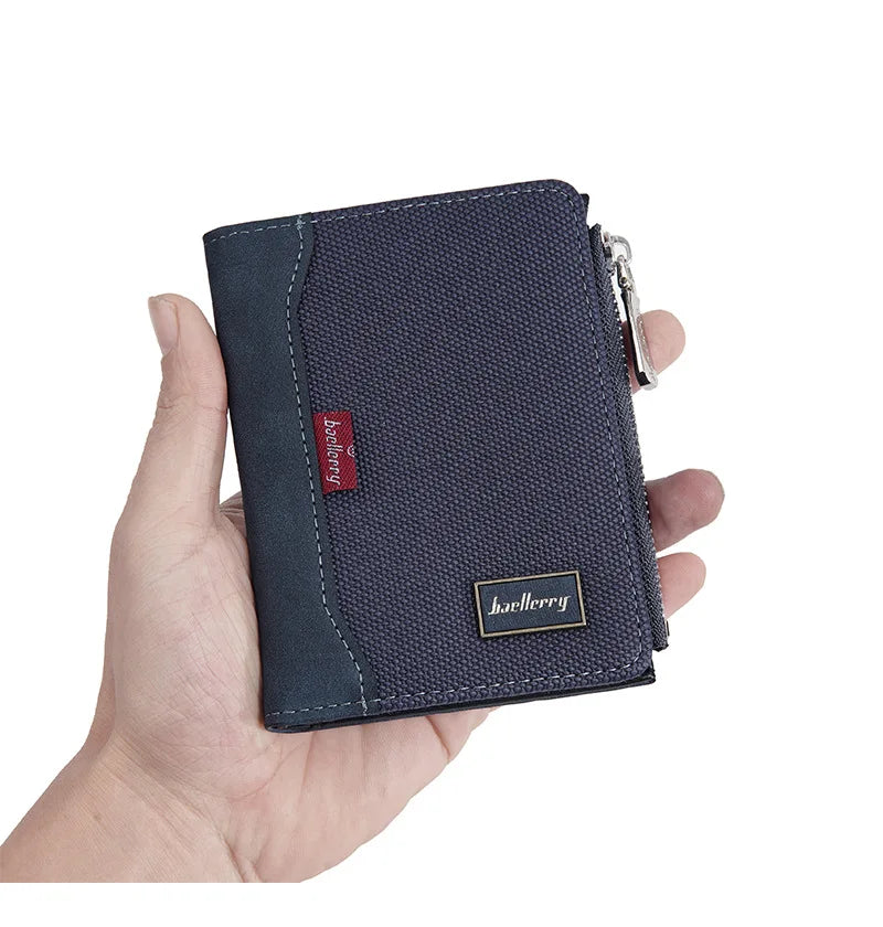 Baellerry Luxury Brand RFID Simple Men's Zipper Wallets Card Holder Male Wallet Photo Holder Coin Pocket Purses for Men