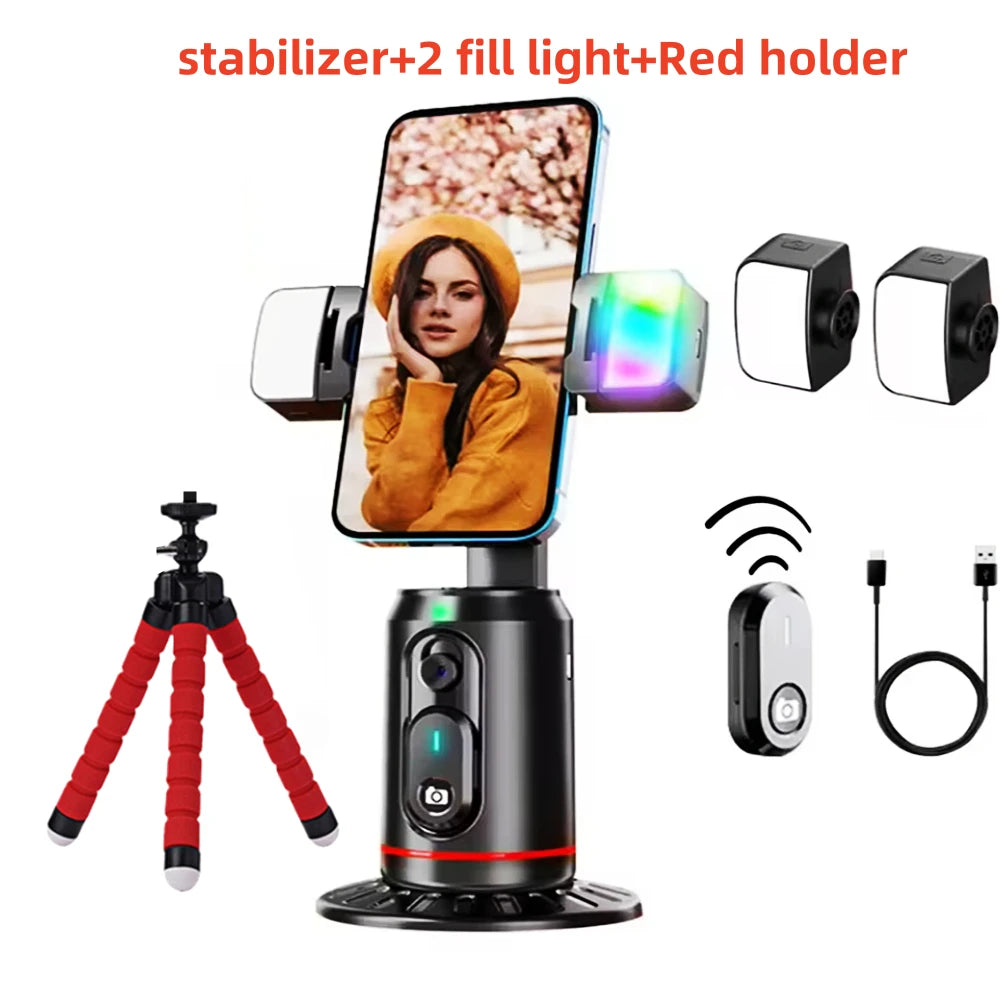FANGTUOSI 360 Rotation Follow-up Gimbal Stabilizer Monopod Desktop Tracking Gimbal with Remote for Phone Tiktok Live Photography
