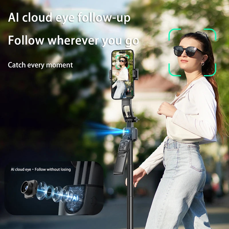 C17 Selfie Stick Intelligent Ai Mobile Follow-Up Anti Shake Retractable Pan Tilt Automatic Camera Tool Phone Holder
