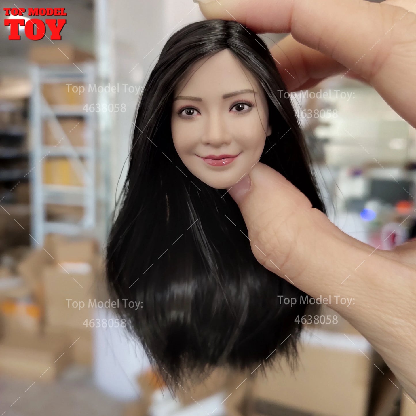 VERYCOOL FX10 1/6 Angelababy Head Sculpt Black Long Hair Head Carving Middle Bust Model Fit 12'' Female Soldier Action Figure